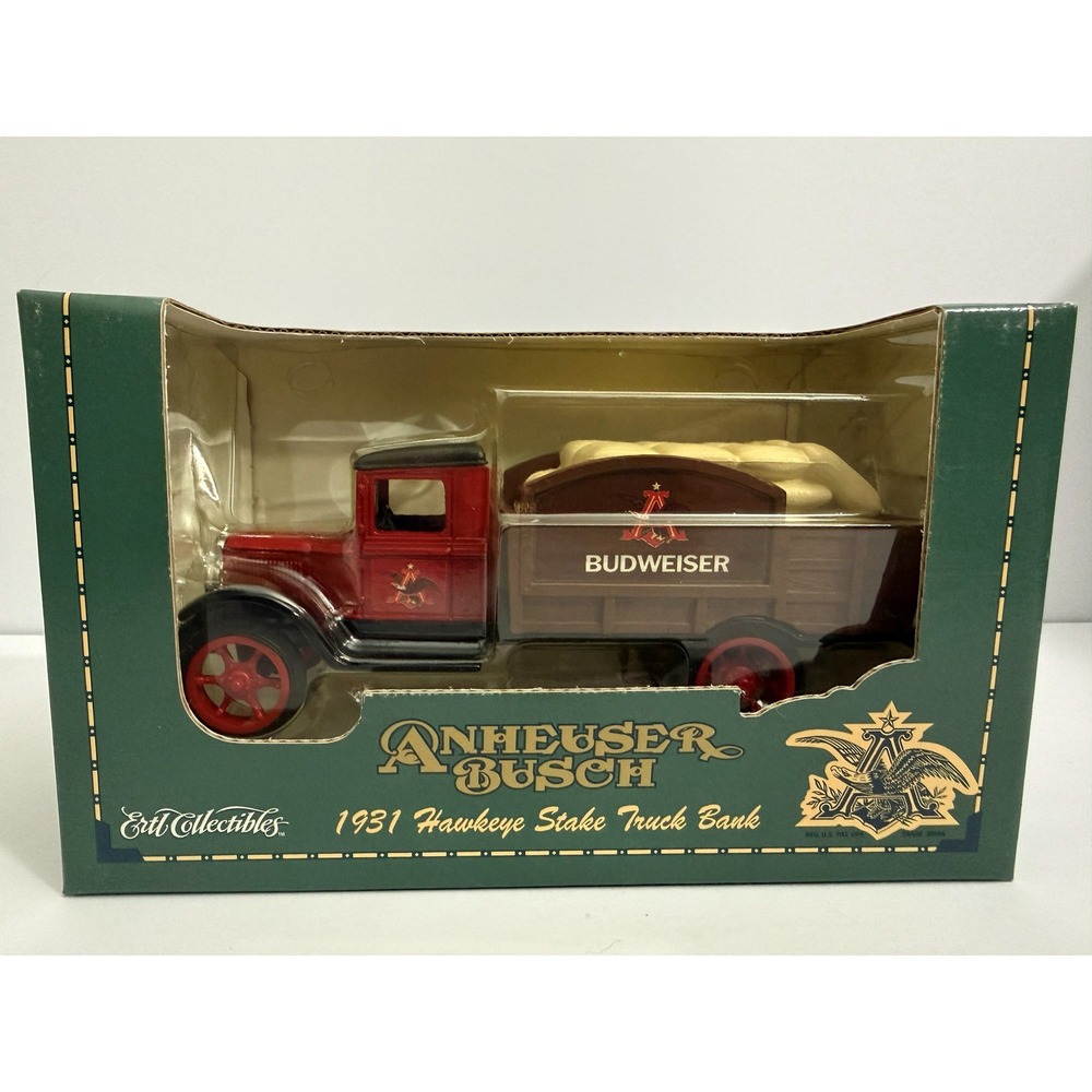 Vintage 1995 ERTL Anheuser Busch 1931 Hawkeye Stake Truck Bank Die Cast Boxed